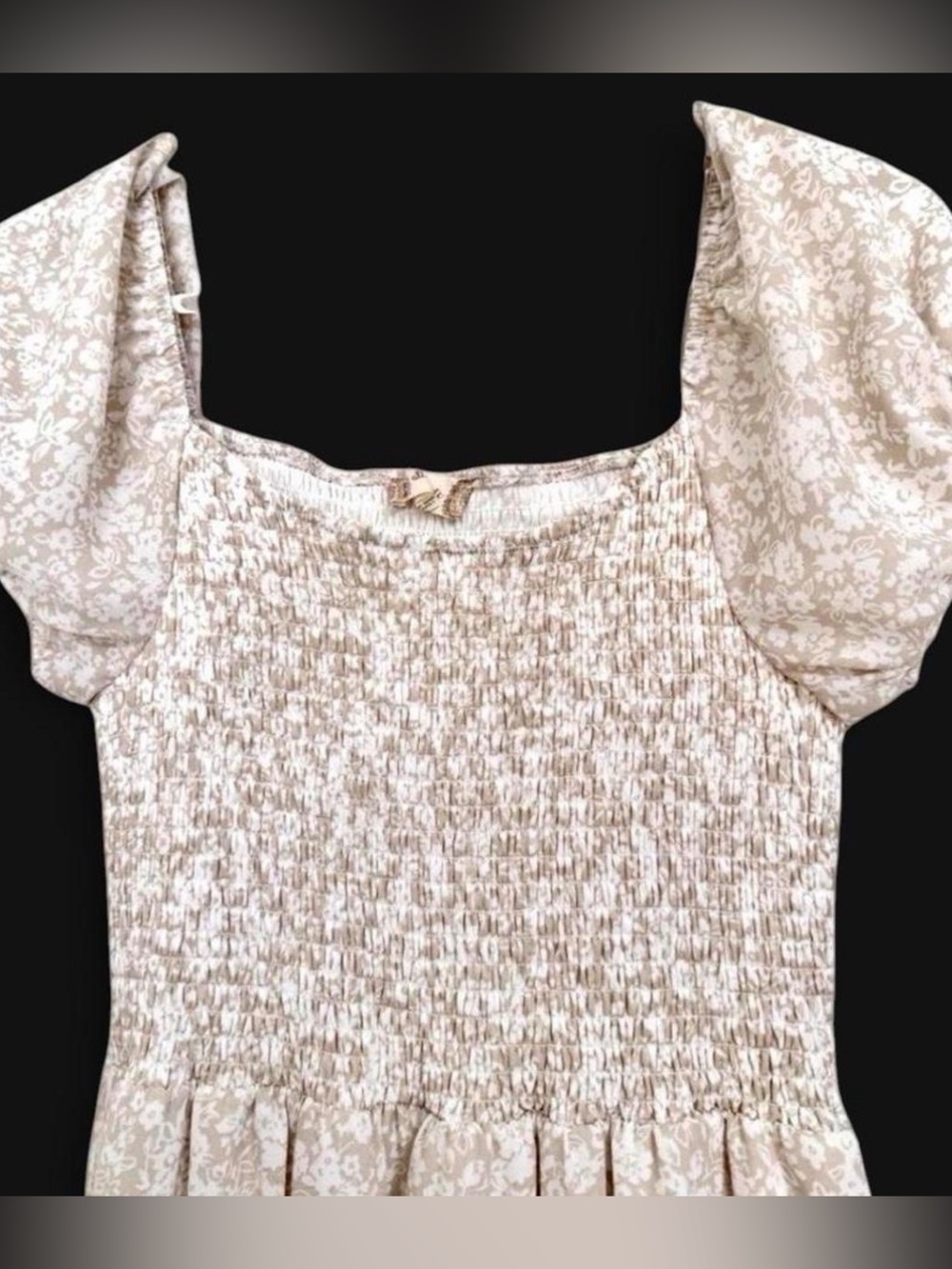 Womens Altar'd State Sundress size S Short sleeve Lined Tan White flowers new